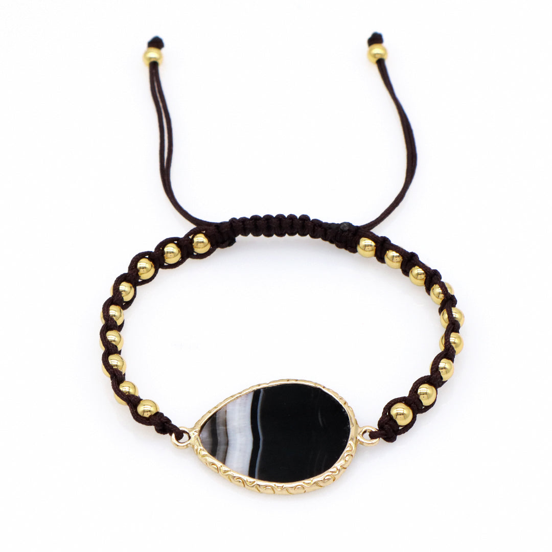 Custom Factory Blue Handmade Woven Friendship Gold plated 4mm Beaded OEM Natural Stone Charm bracelets for women jewelry beads