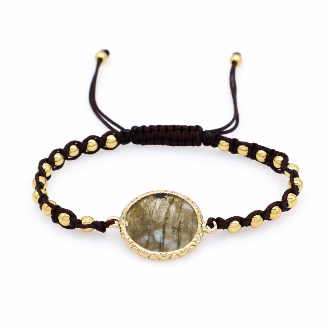 Custom Factory Blue Handmade Woven Friendship Gold plated 4mm Beaded OEM Natural Stone Charm bracelets for women jewelry beads