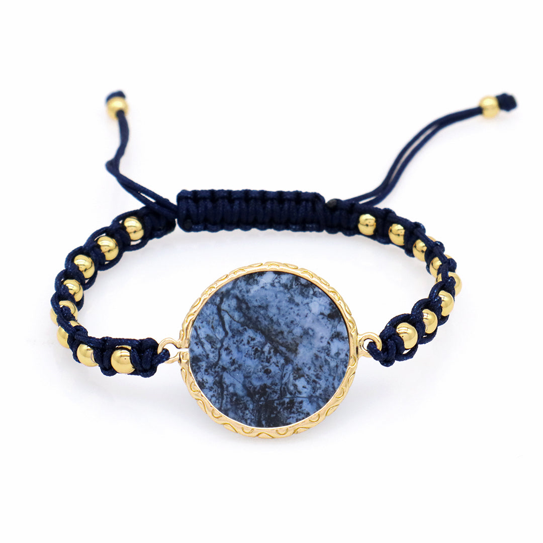 Custom Factory Blue Handmade Woven Friendship Gold plated 4mm Beaded OEM Natural Stone Charm bracelets for women jewelry beads