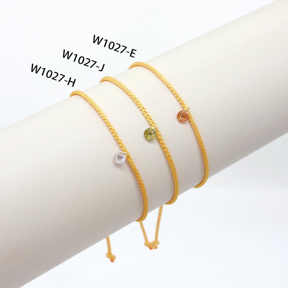 OEM Manufacture Custom Factory Gift Handmade Braided Rope Adjustable 925 silver sterling CZ Charm Bracelet For Teen Girl Women
