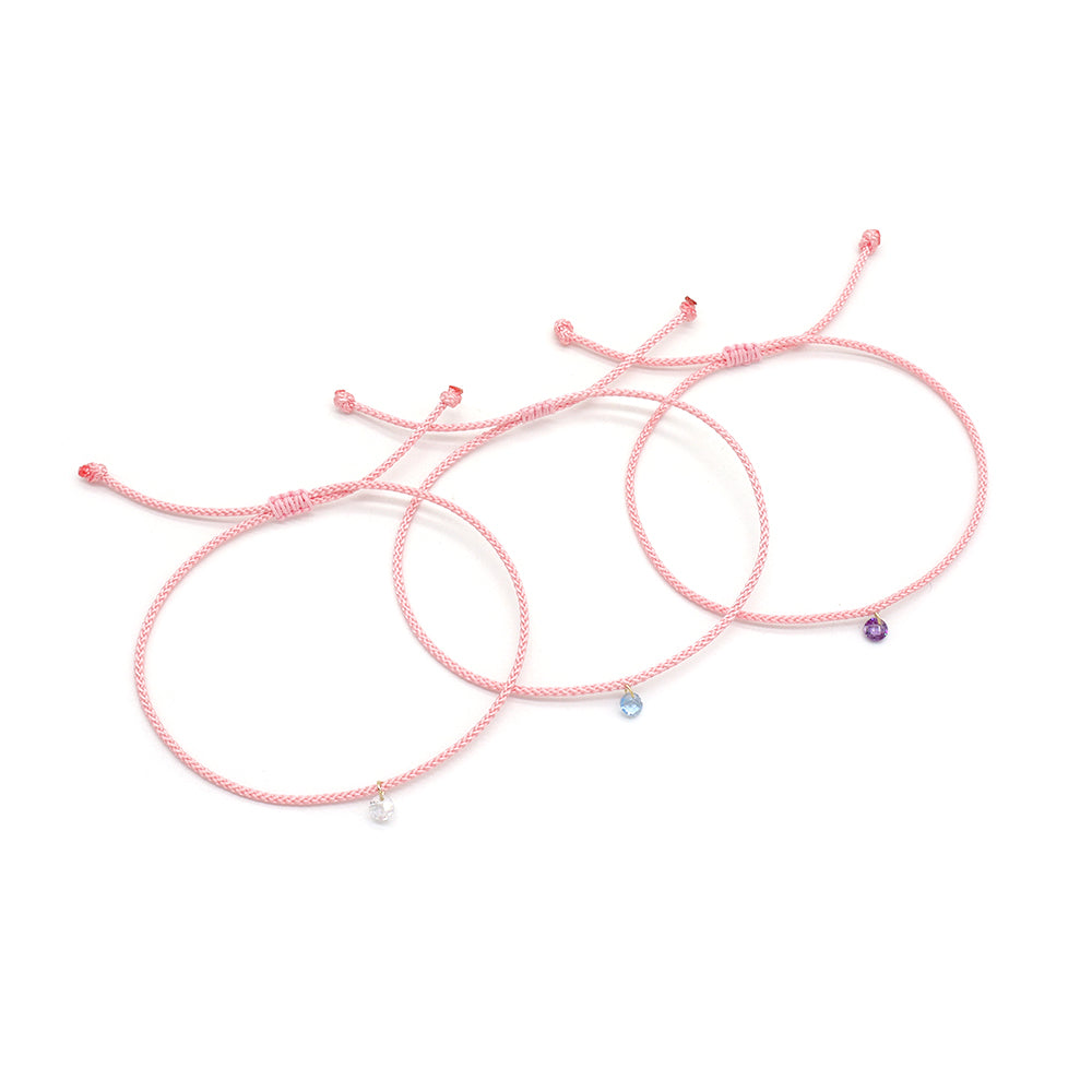 OEM Manufacture Custom Factory Gift Handmade Braided Rope Adjustable 925 silver sterling CZ Charm Bracelet For Teen Girl Women