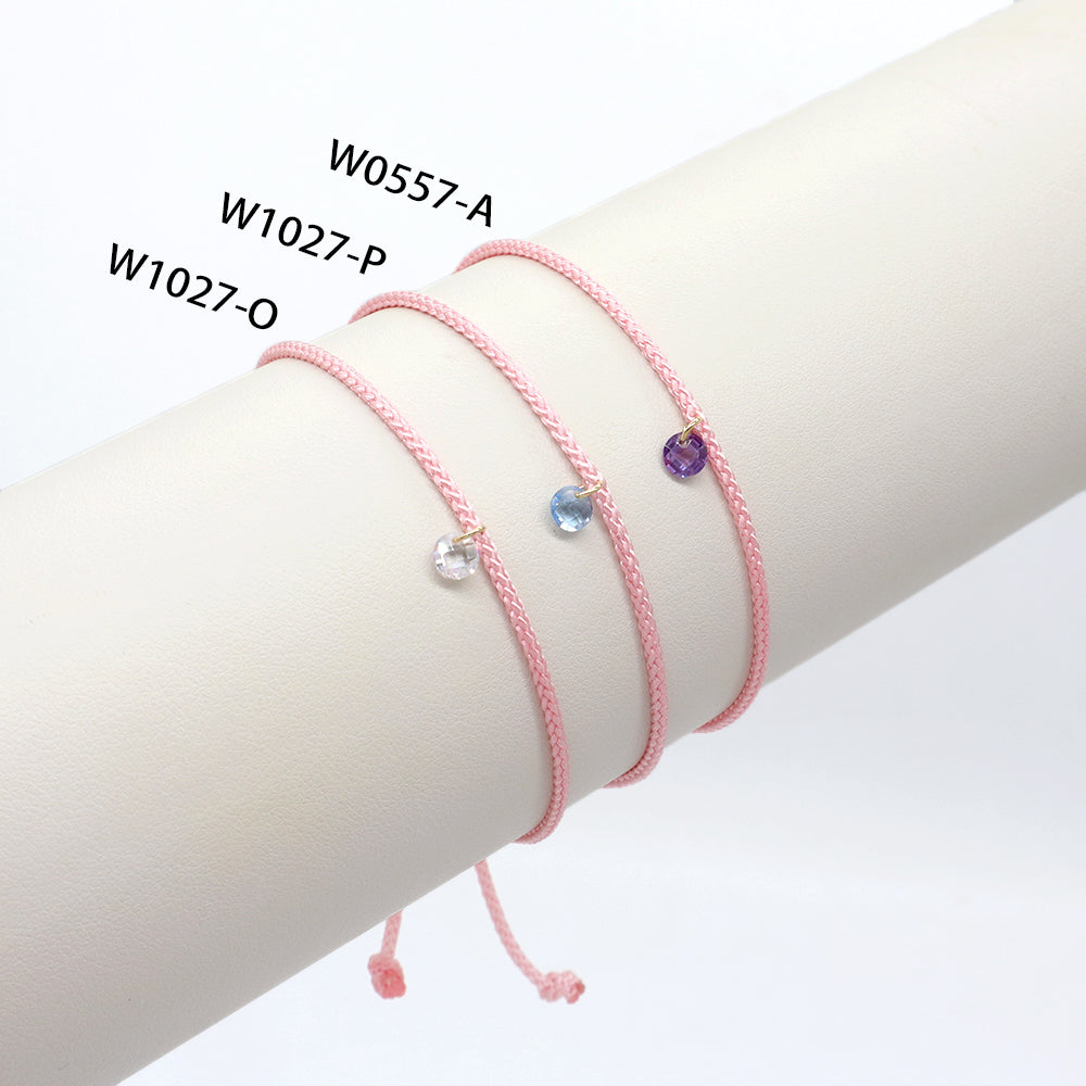 OEM Manufacture Custom Factory Gift Handmade Braided Rope Adjustable 925 silver sterling CZ Charm Bracelet For Teen Girl Women