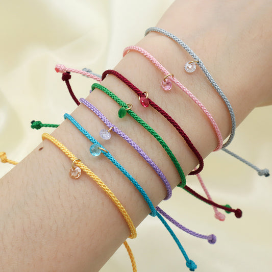 OEM Manufacture Custom Factory Gift Handmade Braided Rope Adjustable 925 silver sterling CZ Charm Bracelet For Teen Girl Women