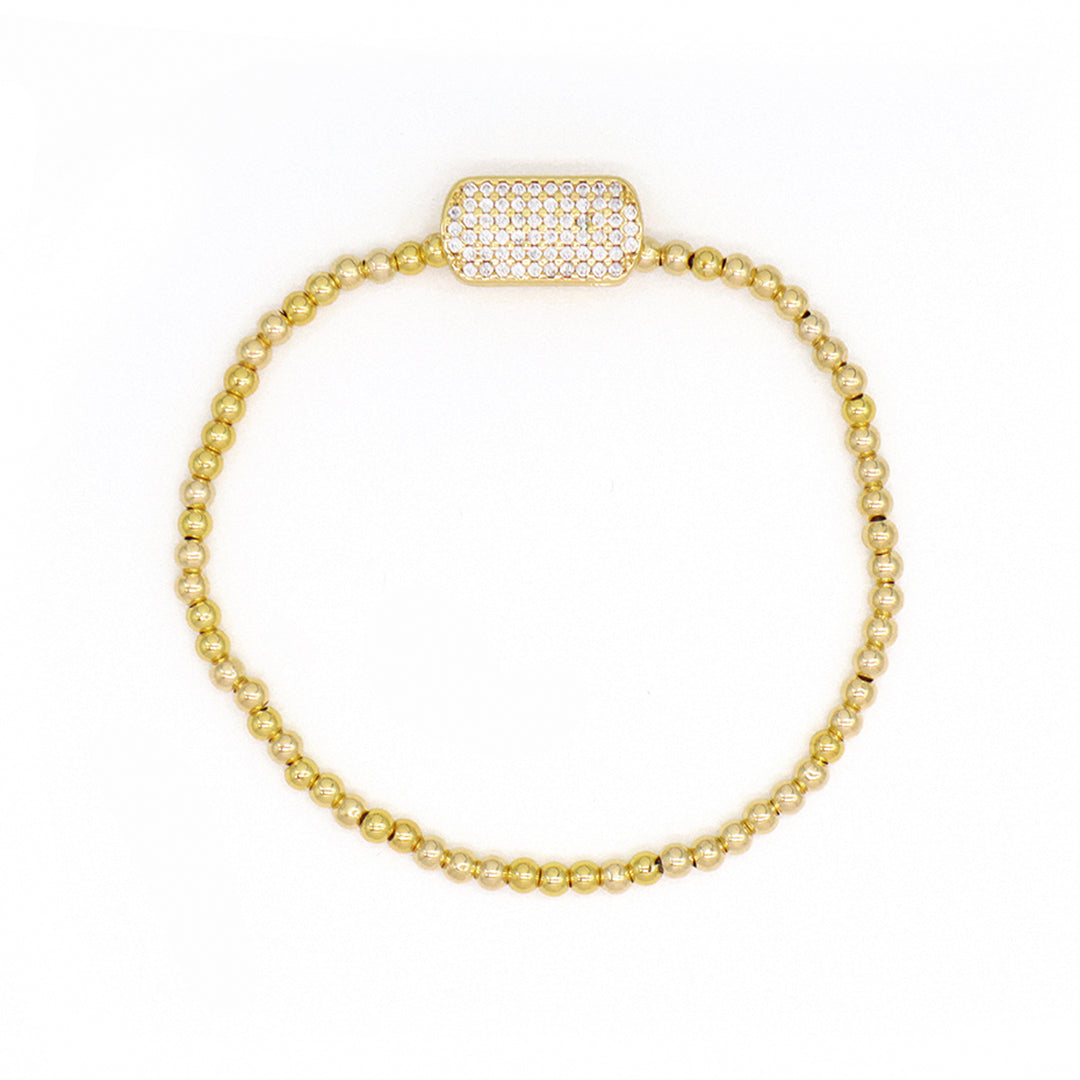 Manufacture Handmade Wholesale OEM 3mm Brass Beads Bracelet Jewelry Customized Women Gold Plated CZ Charm beaded bracelet
