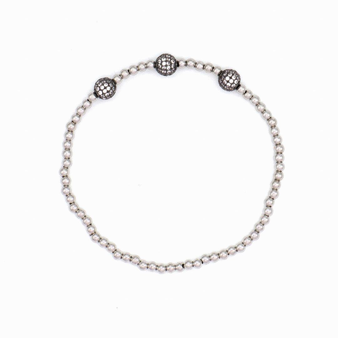 Manufacture Handmade Wholesale OEM 3mm Brass Beads Bracelet Jewelry Customized Women Gold Plated CZ Charm beaded bracelet