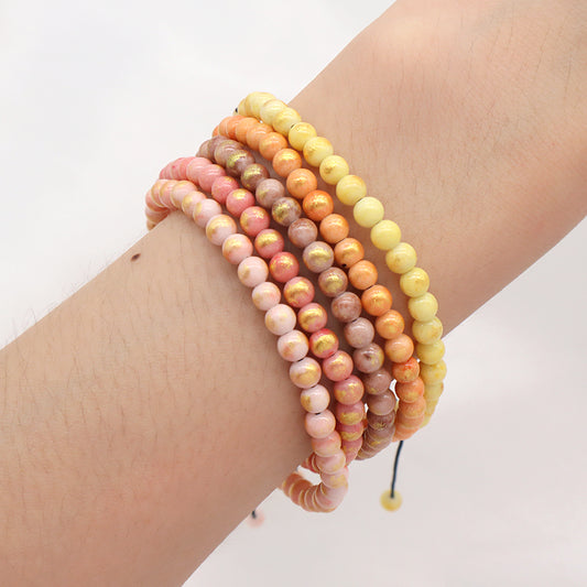 Wholesale New Fashion Custom Handmade Woven Natural Small Cute 4mm Colorful Jade Beads Macrame Adjustable Bracelet For Women