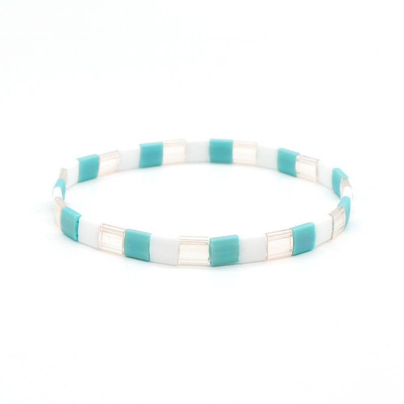 Wholesale Custom Colorful Miyuki Bracelet Jewelry Women Girl Gift Elastic Boho Flat Tila Tile Handmade Miyuki Seed Bead Bracelet