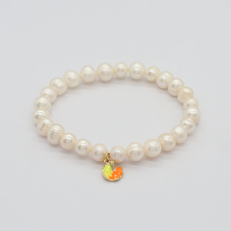 Custom Fashion Wholesale Factory Jewelry Handmade elastic CZ Sea Star Charm 7mm Natural Fresh Water Pearl Bracelet For Women