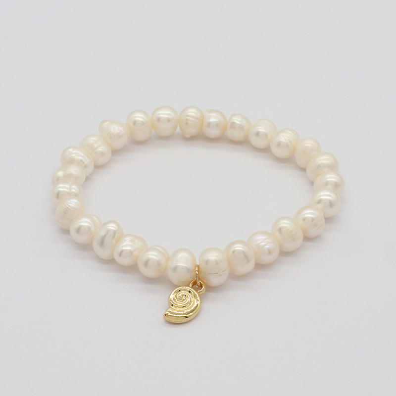 Custom Fashion Wholesale Factory Jewelry Handmade elastic CZ Sea Star Charm 7mm Natural Fresh Water Pearl Bracelet For Women