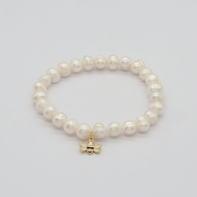 Custom Fashion Wholesale Factory Jewelry Handmade elastic CZ Sea Star Charm 7mm Natural Fresh Water Pearl Bracelet For Women
