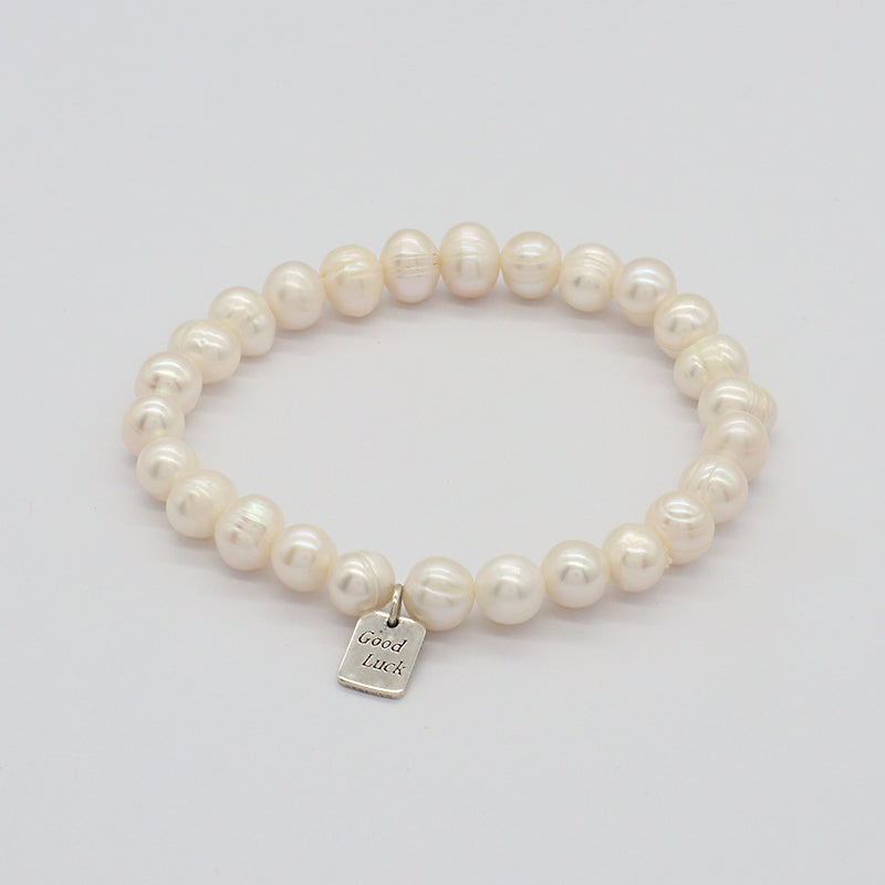 Custom Fashion Wholesale Factory Jewelry Handmade elastic CZ Sea Star Charm 7mm Natural Fresh Water Pearl Bracelet For Women