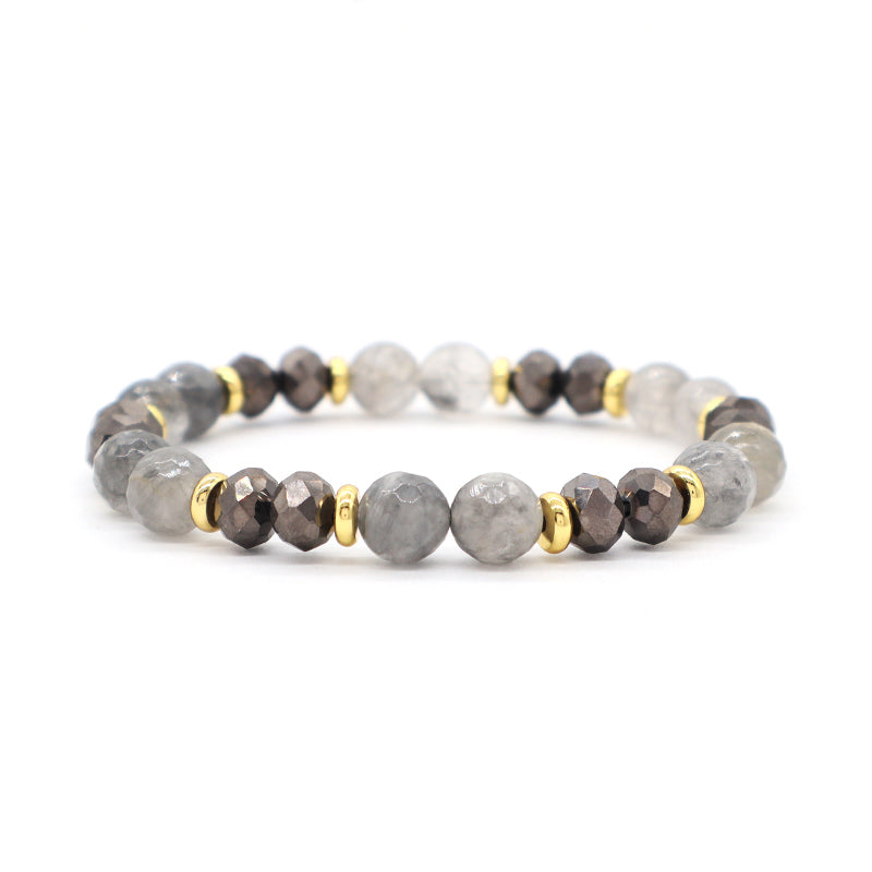 Custom OEM Handmade Healing Semi-preciuos Stone Beads Jewelry Wholesale 8mm Energy Glass Crystal Natural Stone Stretch Bracelet