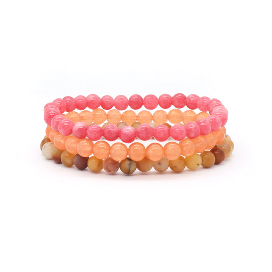 Bestone Wholesale Hot Sale Jewelry Factory OEM Gift Making Custom 6mm Natural Stone Bead Elastic Handmade Bracelet For Women Men