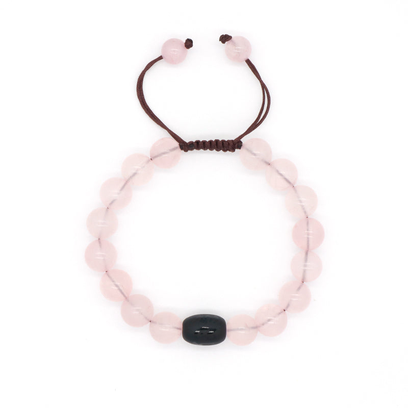 Custom OEM Healing YoGa Jewelry Handmade Woven Elastic Black Onyx Beads Charm10mm Natural Stone Macrame Bracelet For Men Women