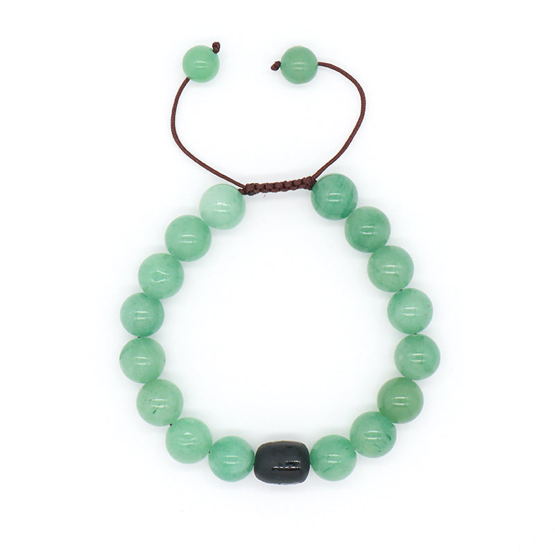 Custom OEM Healing YoGa Jewelry Handmade Woven Elastic Black Onyx Beads Charm10mm Natural Stone Macrame Bracelet For Men Women