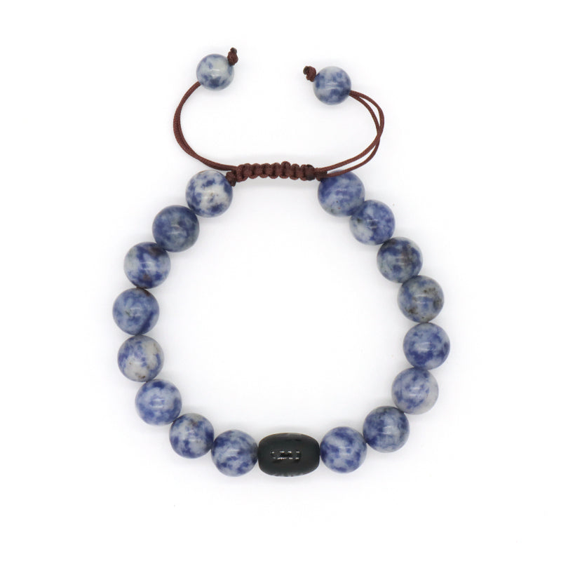 Custom OEM Healing YoGa Jewelry Handmade Woven Elastic Black Onyx Beads Charm10mm Natural Stone Macrame Bracelet For Men Women