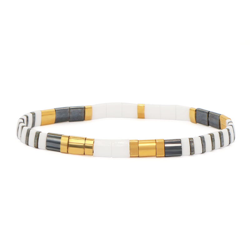 Various Custom Wholesale Handmade Colorful Boho Miyuki Jewelry Gift Elastic Flat Tile Miyuki Tila Beads Bracelet For Women Girls