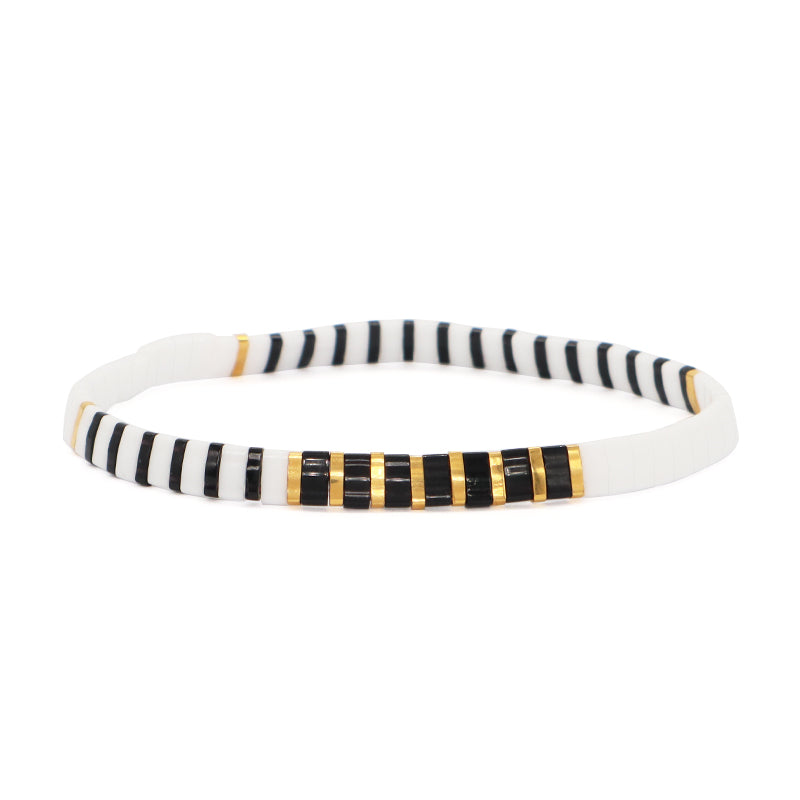 Various Custom Wholesale Handmade Colorful Boho Miyuki Jewelry Gift Elastic Flat Tile Miyuki Tila Beads Bracelet For Women Girls