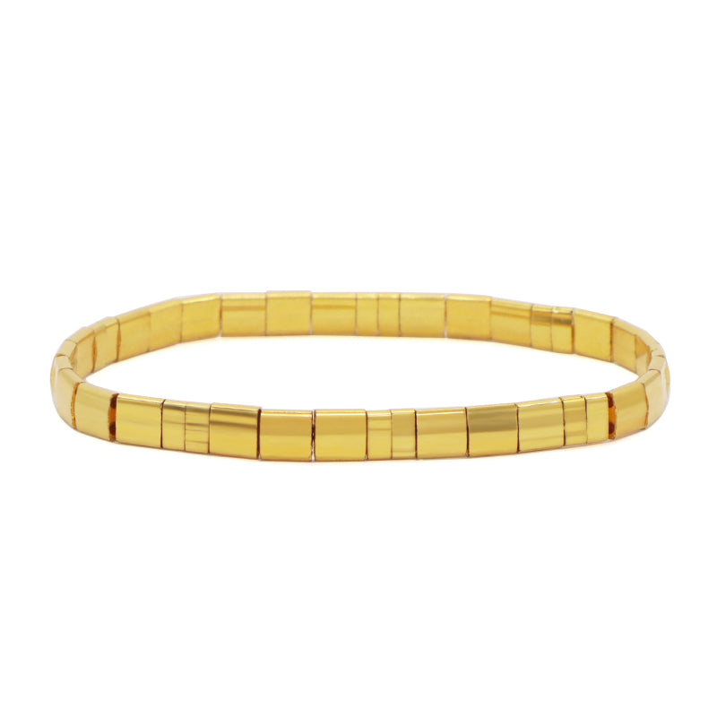 Various Custom Wholesale Handmade Colorful Boho Miyuki Jewelry Gift Elastic Flat Tile Miyuki Tila Beads Bracelet For Women Girls