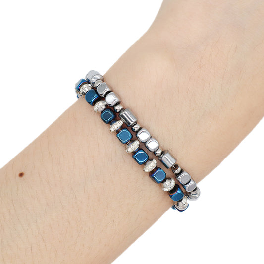 Hot Selling Wholesale Manufacture Customized China Factory Fashionable Charm Jewelry Gift Women Adjustable CZ Blue Beads Stainless Steel Bracelet Bangle