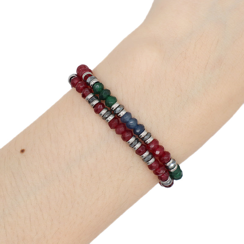 Good Quality Manufacture Wholesale Customized China Factory Fashionable Charm Bangle Jewelry Gift Women Adjustable Red Green Blue Beads Stainless Steel Bracelet