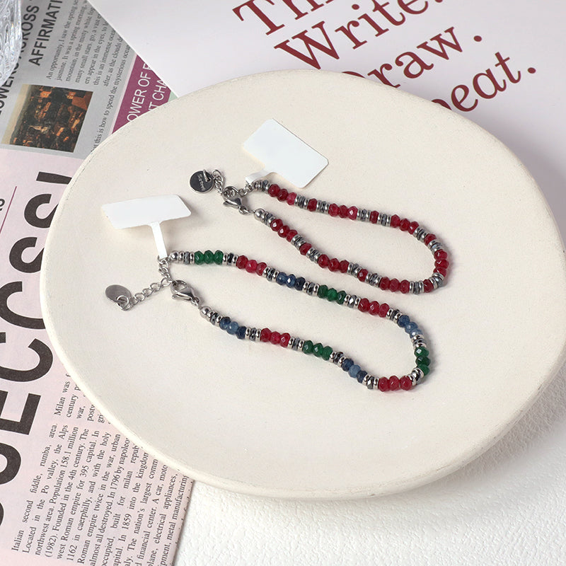 Good Quality Manufacture Wholesale Customized China Factory Fashionable Charm Bangle Jewelry Gift Women Adjustable Red Green Blue Beads Stainless Steel Bracelet