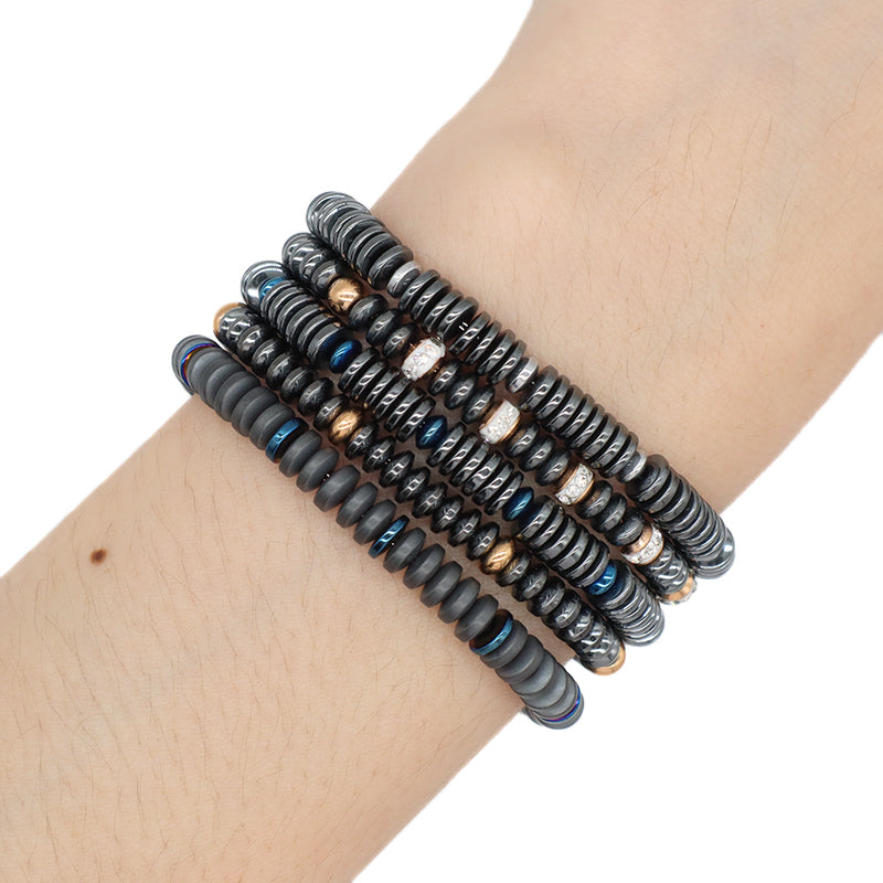Fashionable Manufacture Wholesale Customized China Factory Jewelry Gift Women Bangle Adjustable Grey Gold Blue Beads Charm Stainless Steel Bracelet