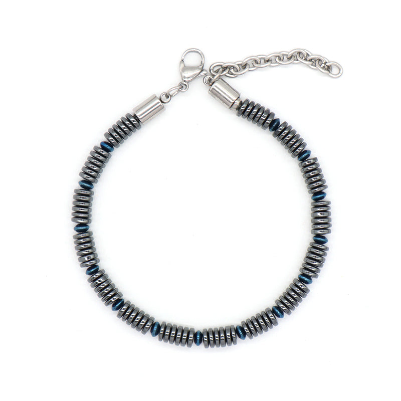 Fashionable Manufacture Wholesale Customized China Factory Jewelry Gift Women Bangle Adjustable Grey Gold Blue Beads Charm Stainless Steel Bracelet