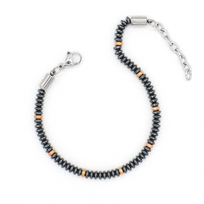 Fashionable Manufacture Wholesale Customized China Factory Jewelry Gift Women Bangle Adjustable Grey Gold Blue Beads Charm Stainless Steel Bracelet