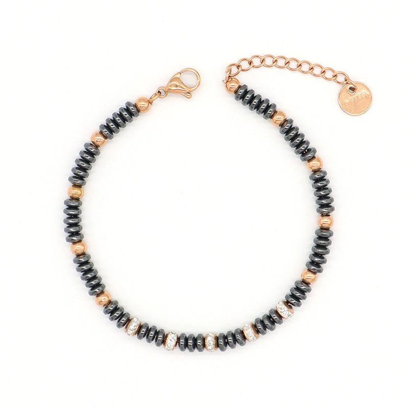 Fashionable Manufacture Wholesale Customized China Factory Jewelry Gift Women Bangle Adjustable Grey Gold Blue Beads Charm Stainless Steel Bracelet