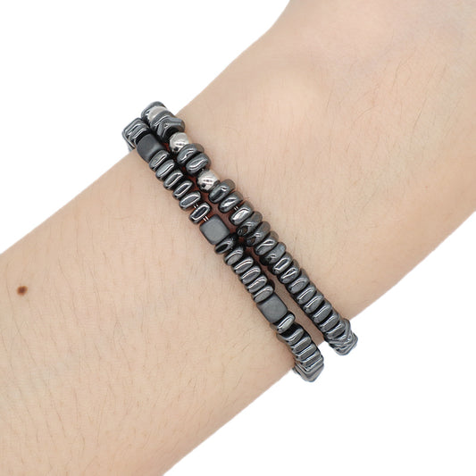 Wholesale China Factory Fashionable Manufacture Jewelry Custom Gift Bangle Grey Beads Charm Stainless Steel Adjustable Bracelet For Women Men