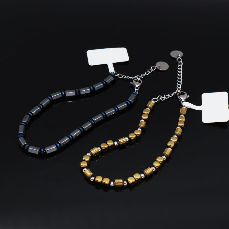 Custom Manufacture China Factory Fashionable Wholesale Jewelry Gift Bangle Adjustable Gold Plated Blue Beads Charm Stainless Steel Bracelet For Women Men