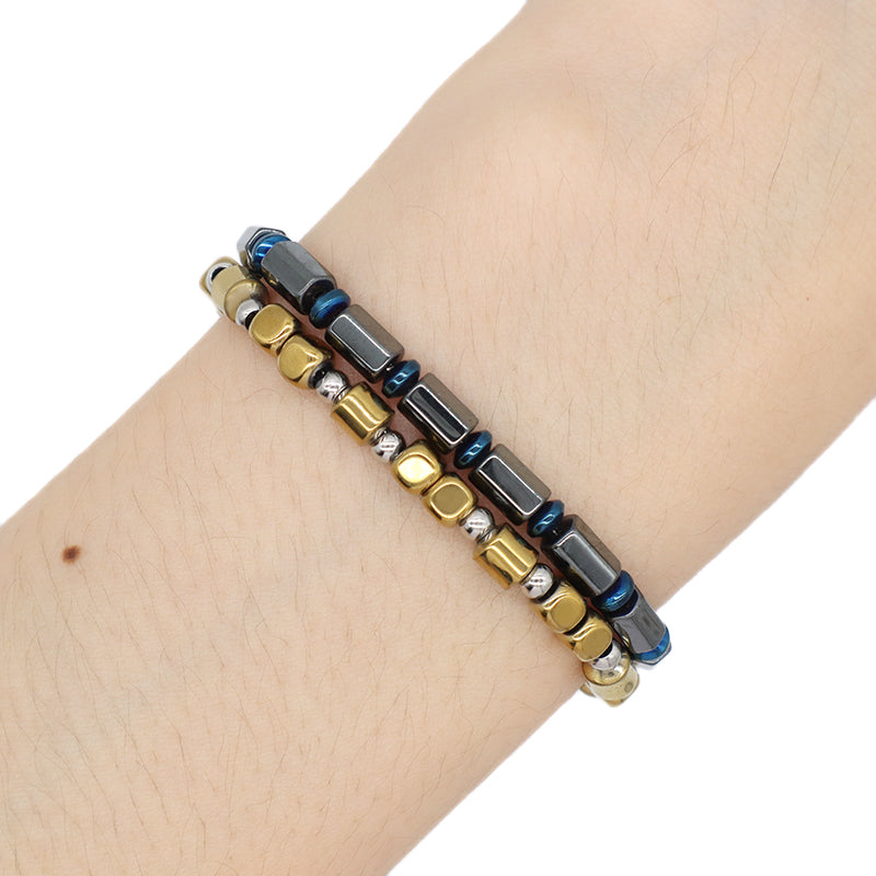 Custom Manufacture China Factory Fashionable Wholesale Jewelry Gift Bangle Adjustable Gold Plated Blue Beads Charm Stainless Steel Bracelet For Women Men