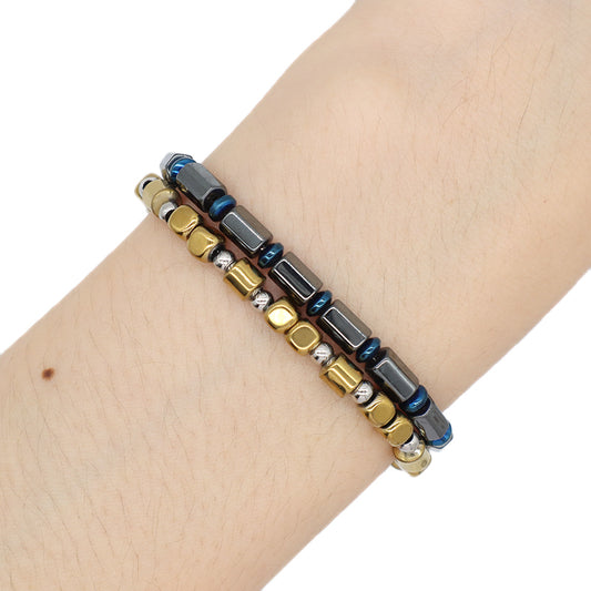 Custom Manufacture China Factory Fashionable Wholesale Jewelry Gift Bangle Adjustable Gold Plated Blue Beads Charm Stainless Steel Bracelet For Women Men