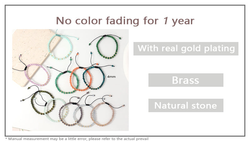 Wholesale Customized 4mm Healing Beads Adjustable Women Handmade Gold Plated Charm Bohemian Natural Stone Woven Macrame Bracelet