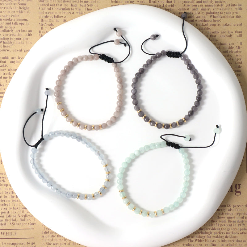 4mm Healing Energy Gemstone Wholesale Custom Women Handmade Gold Plated Charm Bohemian Natural Stone Beads Macrame Bracelet