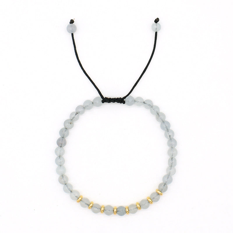 4mm Healing Energy Gemstone Wholesale Custom Women Handmade Gold Plated Charm Bohemian Natural Stone Beads Macrame Bracelet