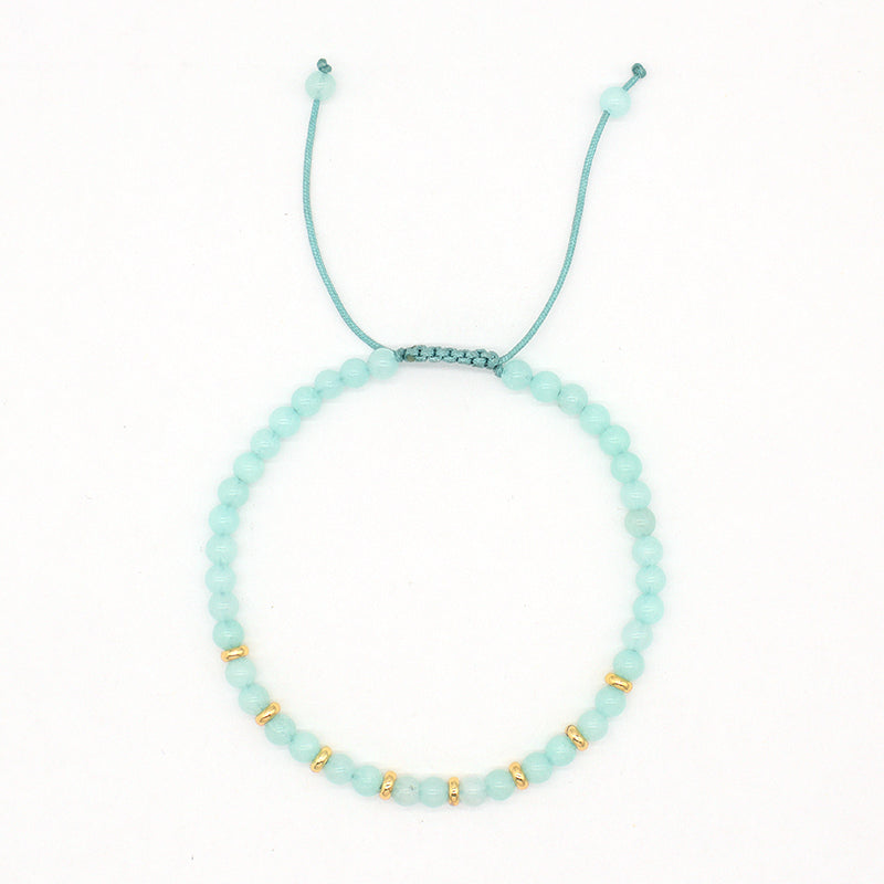 Wholesale Customized 4mm Healing Beads Adjustable Women Handmade Gold Plated Charm Bohemian Natural Stone Woven Macrame Bracelet