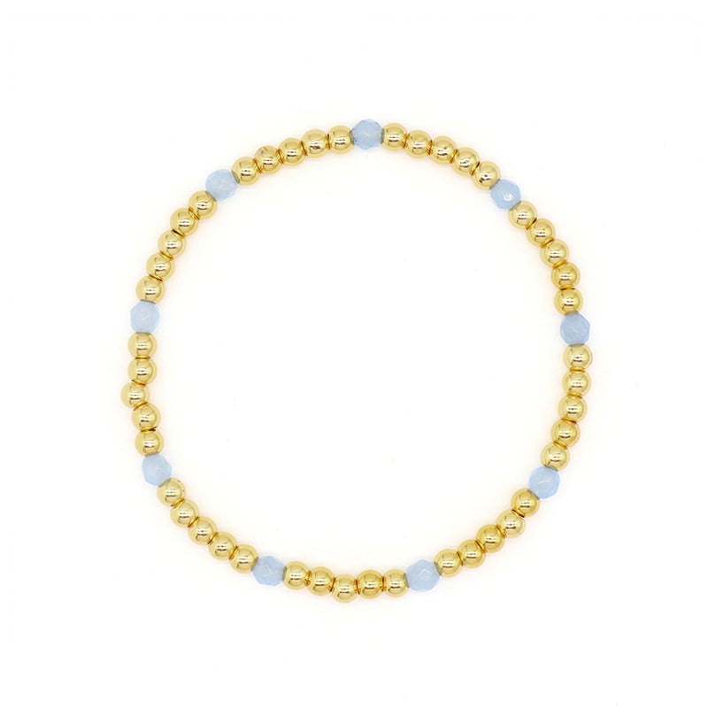 Custom Women Jewelry Wholesale Handmade Gift Elastic Gemstone Natural Stone Gold Plating Brass Beaded Bracelet