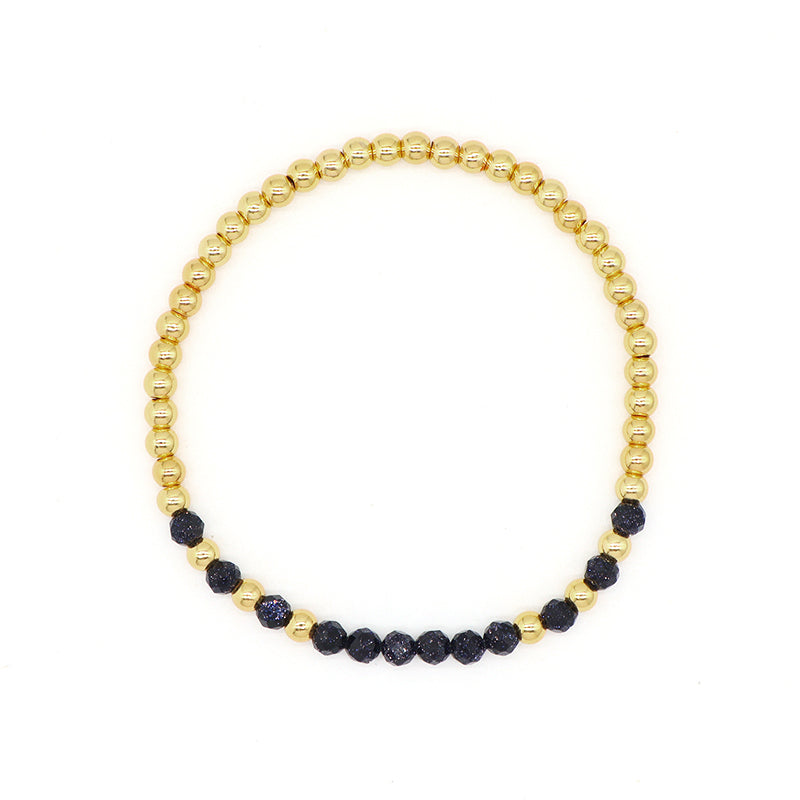 4mm Gold Plated Brass Beaded Wholesale Custom Fashionable Gift Handmade Elastic Gemstone Natural Stone Beads Bracelet For Women