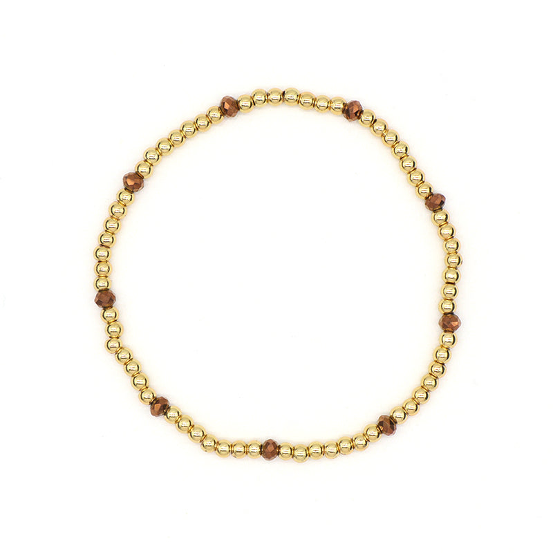 Fashion Design Women Gift Jewelry Custom 3mm Gold Plated Beaded Handmade Elastic Gemstone Faceted Natural Stone Beads Bracelet