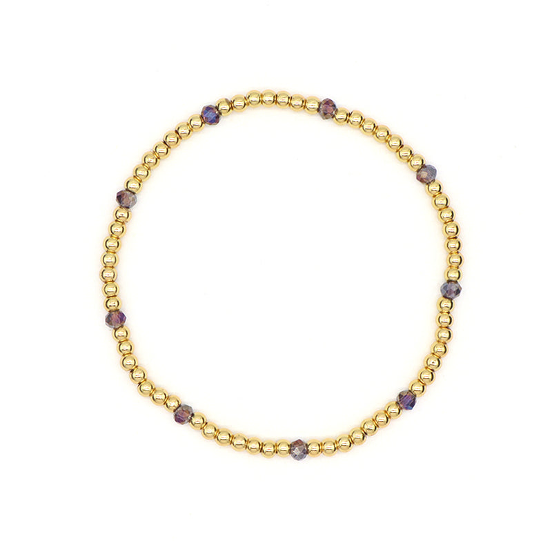 Fashion Design Women Gift Jewelry Custom 3mm Gold Plated Beaded Handmade Elastic Gemstone Faceted Natural Stone Beads Bracelet