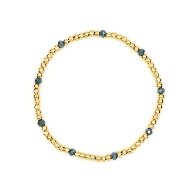 Fashion Design Women Gift Jewelry Custom 3mm Gold Plated Beaded Handmade Elastic Gemstone Faceted Natural Stone Beads Bracelet