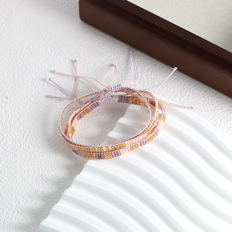 Custom Handmade Wholesale Miyuki Bracelet Jewelry Adjustable Pink Purple Woven Macrame Miyuki Beads Bracelet For Teen Girl Women