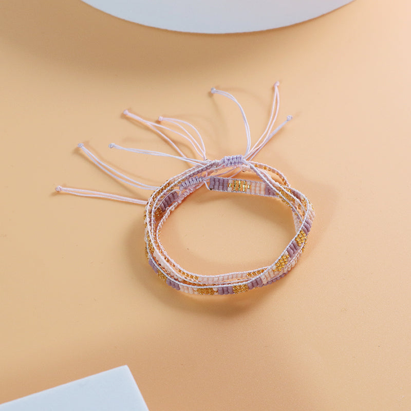 Custom Handmade Wholesale Miyuki Bracelet Jewelry Adjustable Pink Purple Woven Macrame Miyuki Beads Bracelet For Teen Girl Women