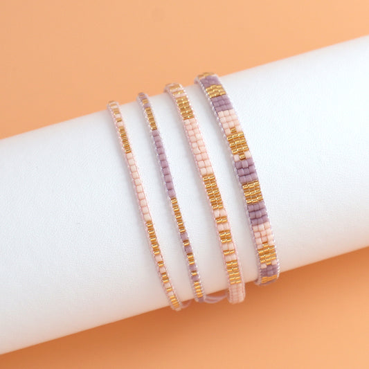 Custom Handmade Wholesale Miyuki Bracelet Jewelry Adjustable Pink Purple Woven Macrame Miyuki Beads Bracelet For Teen Girl Women