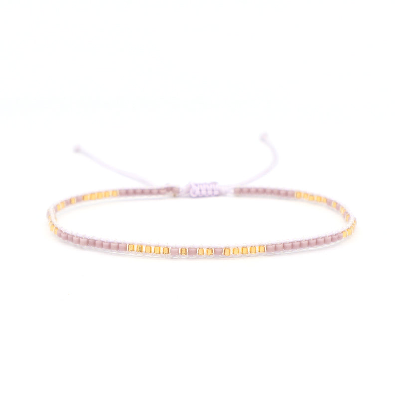Custom Handmade Wholesale Miyuki Bracelet Jewelry Adjustable Pink Purple Woven Macrame Miyuki Beads Bracelet For Teen Girl Women