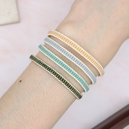 Fashion Jewelry Handmade Custom Miyuki Bracelet Adjustable Double Layer Woven 925 Sterling Silver Clasp Miyuki Beads Bracelet