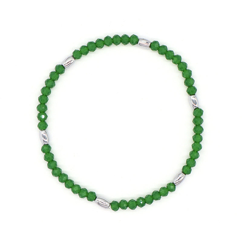 OEM Wholesale Custom Women Handmade China Factory Jewelry Adjustable Colorful Elastic Glass Crystal Hematite Beaded Bracelet