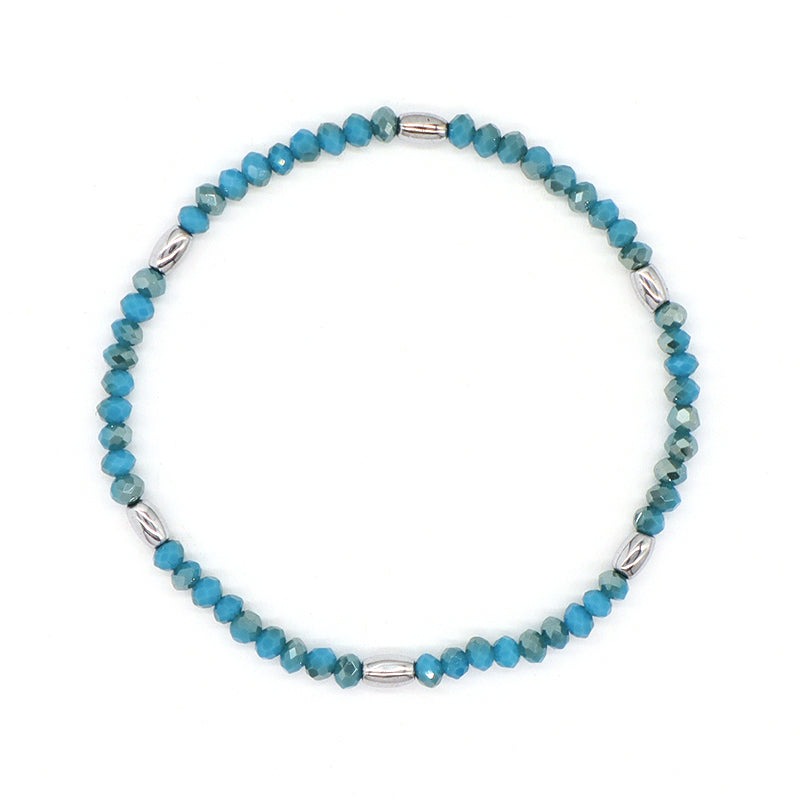 OEM Wholesale Custom Women Handmade China Factory Jewelry Adjustable Colorful Elastic Glass Crystal Hematite Beaded Bracelet
